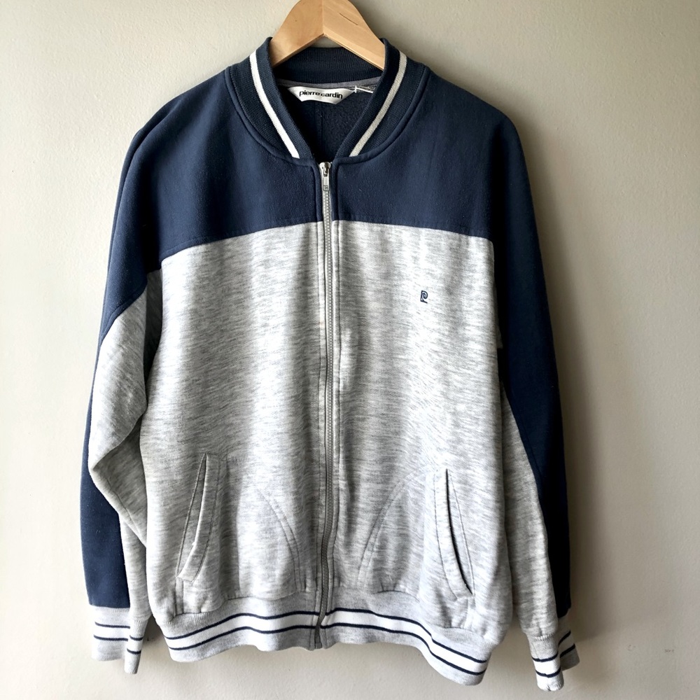 Pierre Cardin Sweatsuit Jacket Blue Gray Large